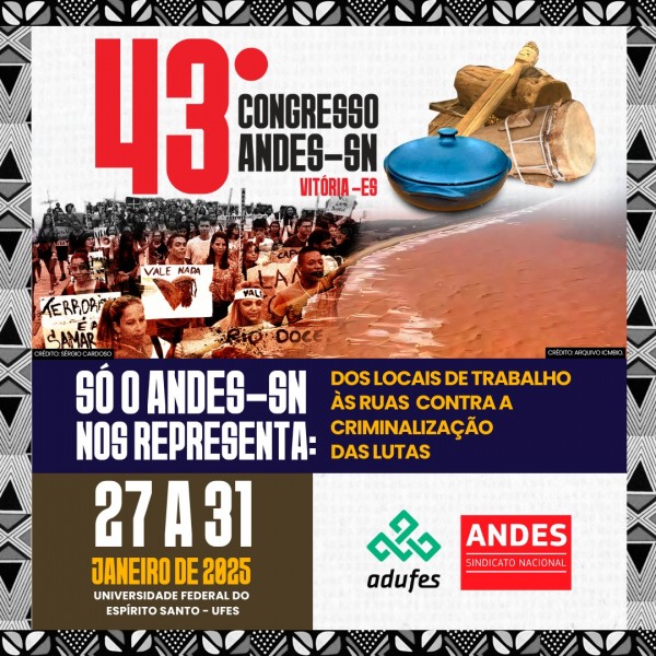 43º Congresso do ANDES-SN será realizado em Vitória (ES) entre os dias 27 e 31 de janeiro