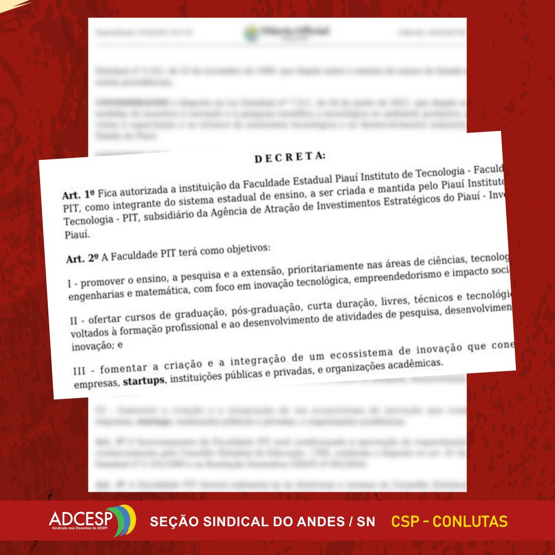 A proposta de criação da Faculdade PIT e seus impactos na UESPI